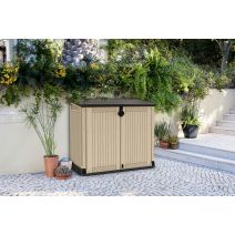 Coffre de jardin en résine  880L - BEIGE sans vérins - CHALET ET JARDIN